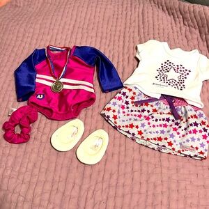 American Girl Doll Olympic Gymnast tumbling leotard & top and skirt!